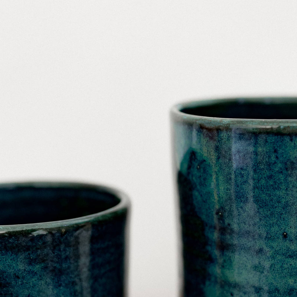 Handmade dark blue blue coffee tea cup