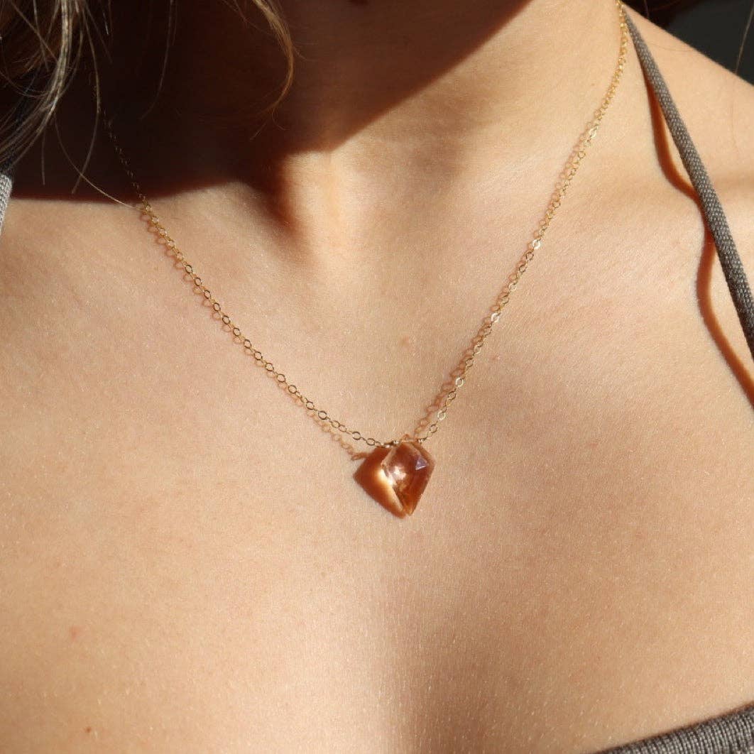 Champagne Quartz Necklace I Gemstone Pendant Necklace