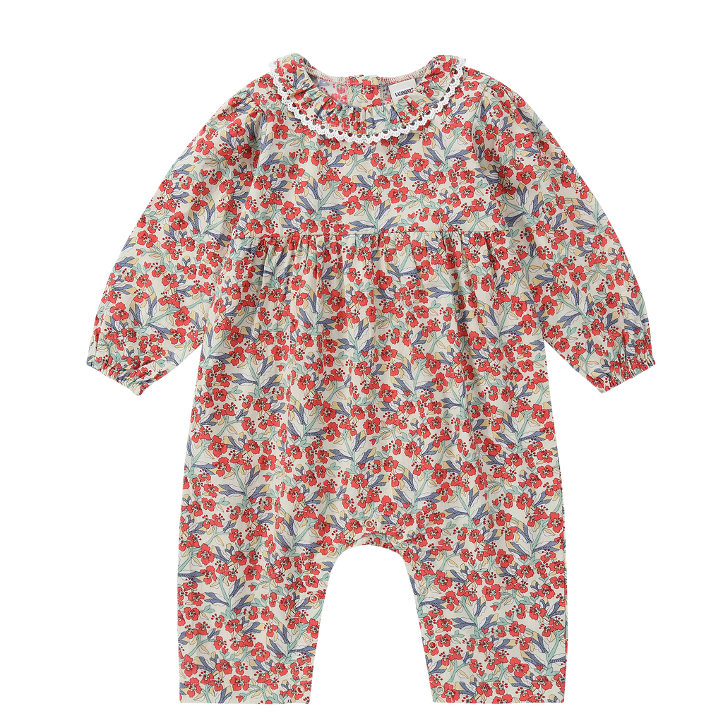 Organic Cotton 
Frilled Romper- Poppy