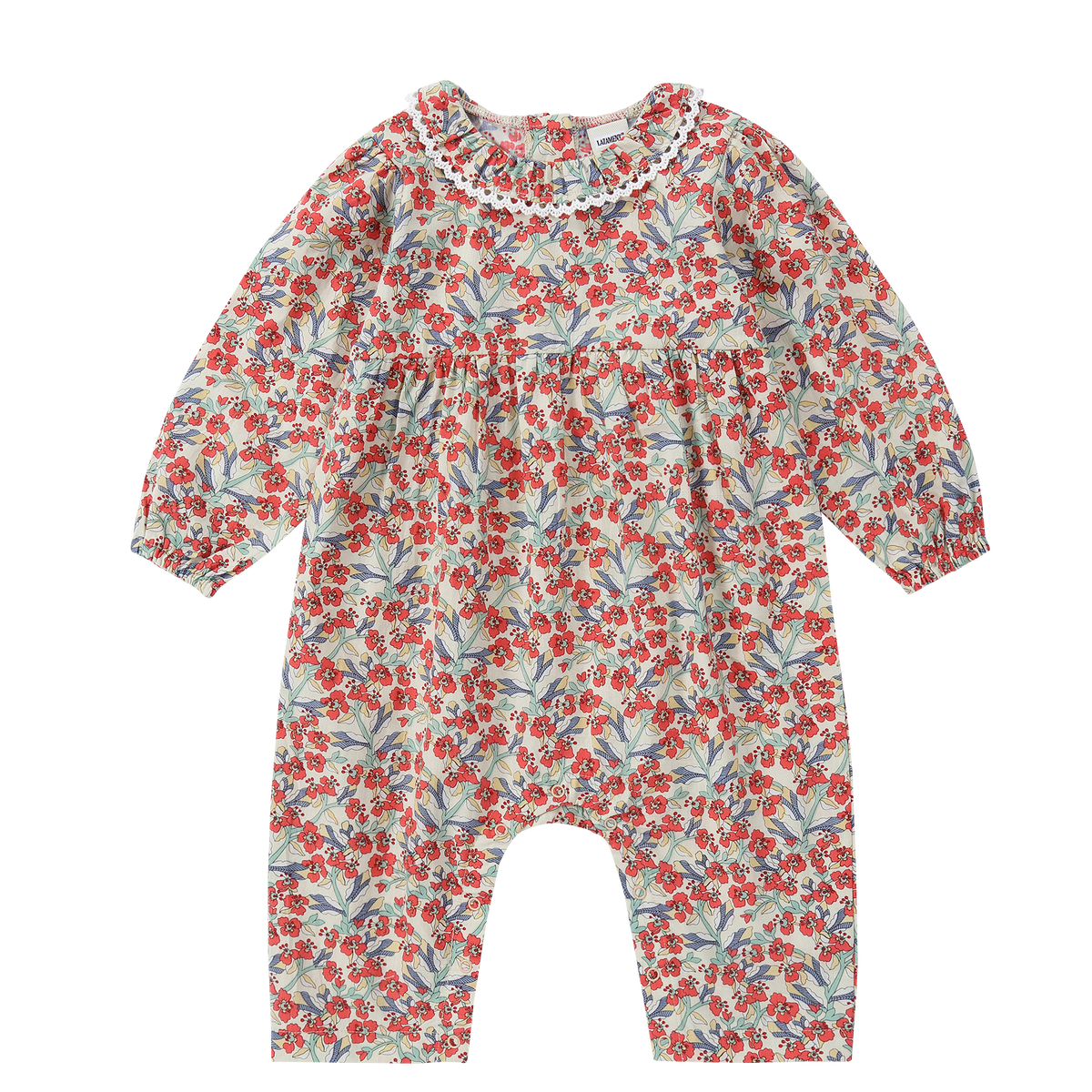 Organic Cotton 
Frilled Romper- Poppy