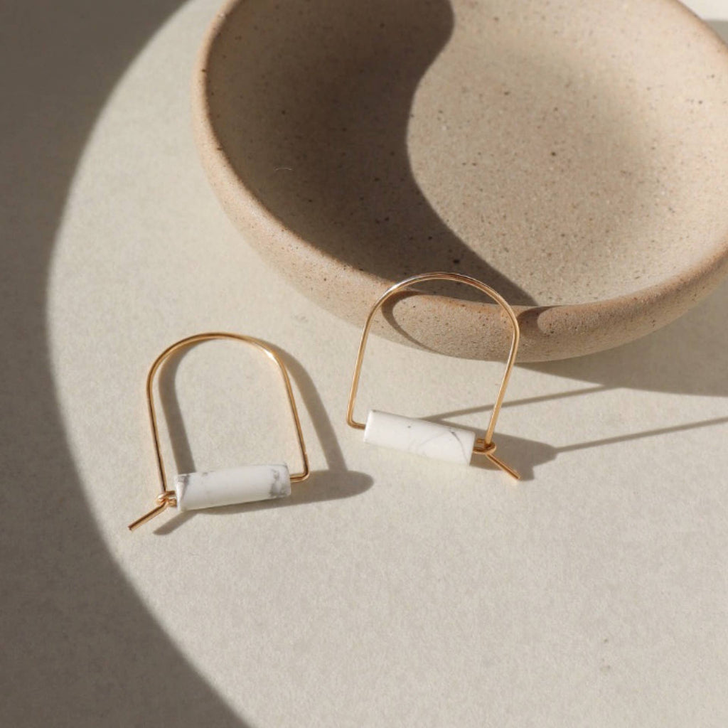 Howlite Gemstone Arches in 14k Gold Fill or Sterling Silver
