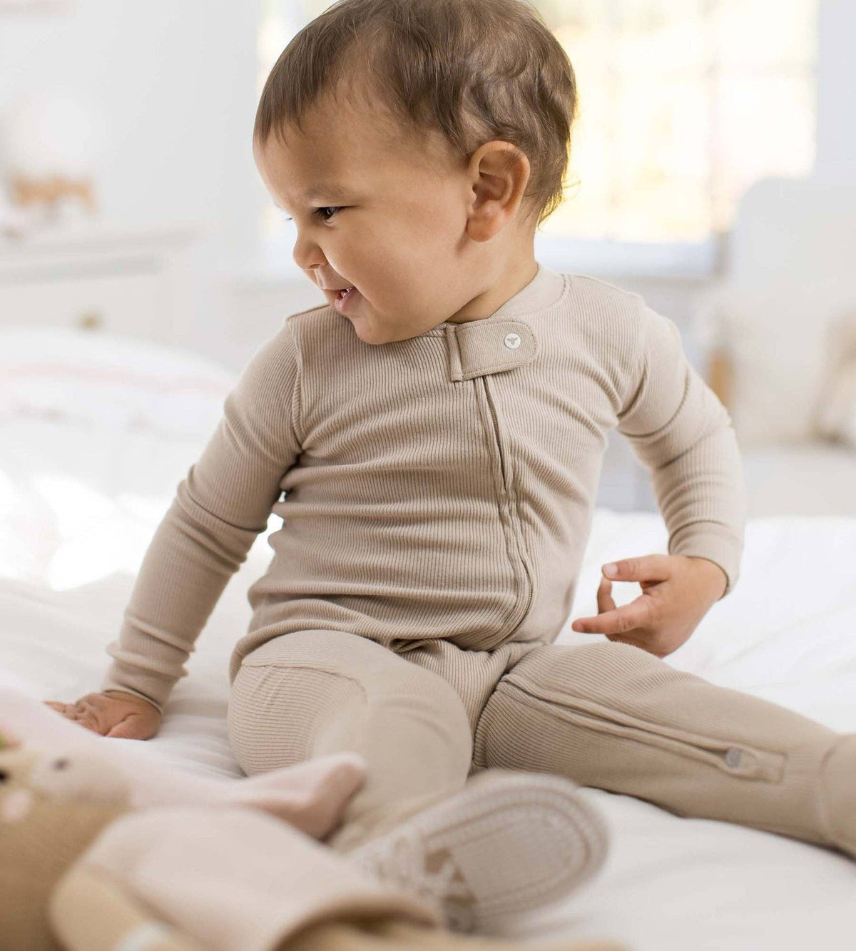 Solid Rib Organic Cotton Sleep & Play - Hummus