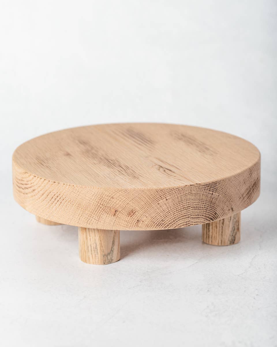 Round Reclaimed Wood Riser Stand | Made In USA