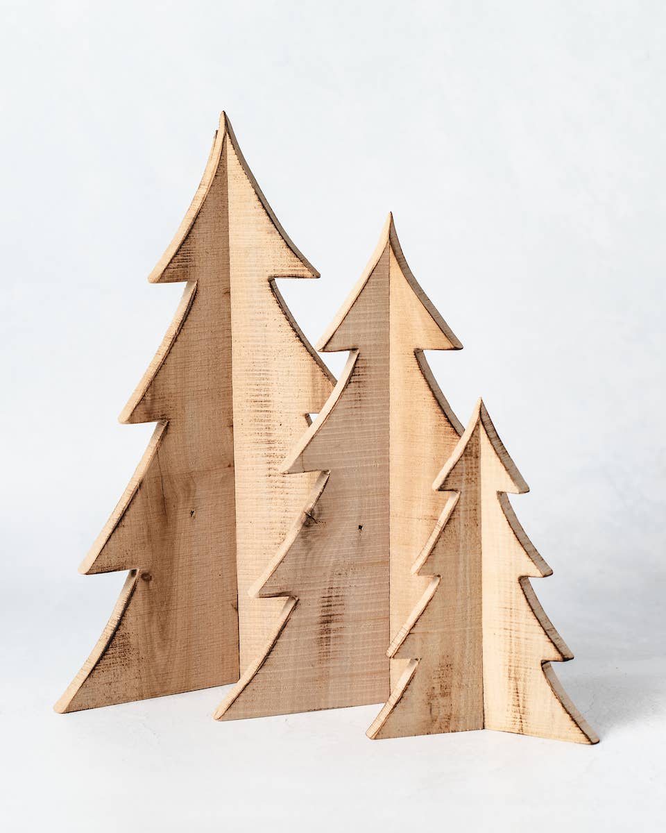 Wood Tree Set Winter Decor | Made In USA
