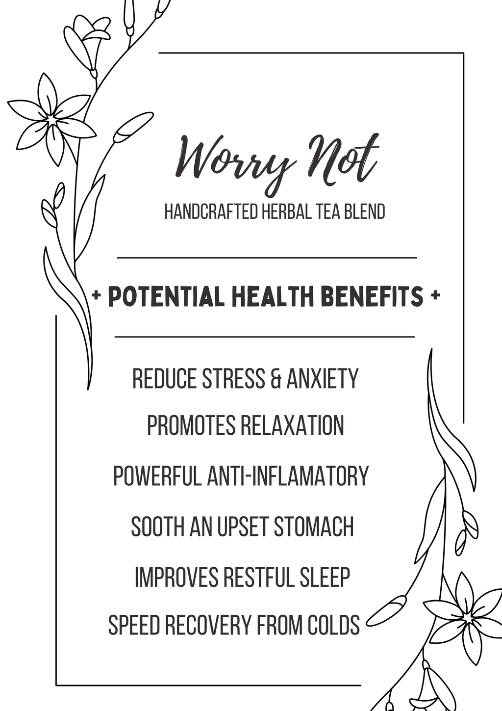 Worry Not -  Handcrafted Herbal Tea Blend